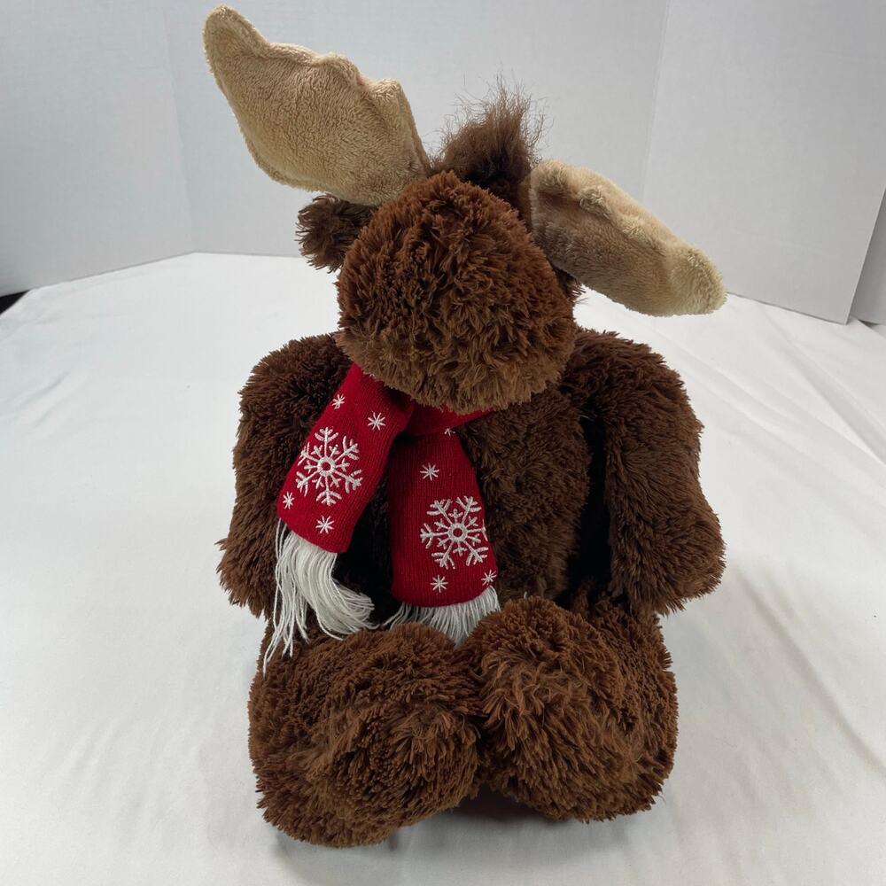 Animal Adventure Brown Moose Plush Snowflake Scarf Vintage 18" Stuffed Animal